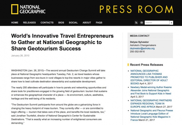 National Geographic Society - World's Most Innovative Travel Entrepreneurs